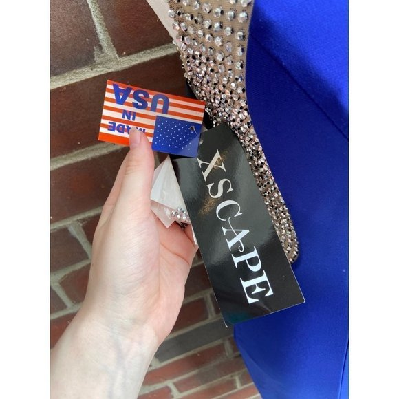 𝅺nwt Xscape Blue Beaded Evening Gown Size 4 - Picture 6 of 9